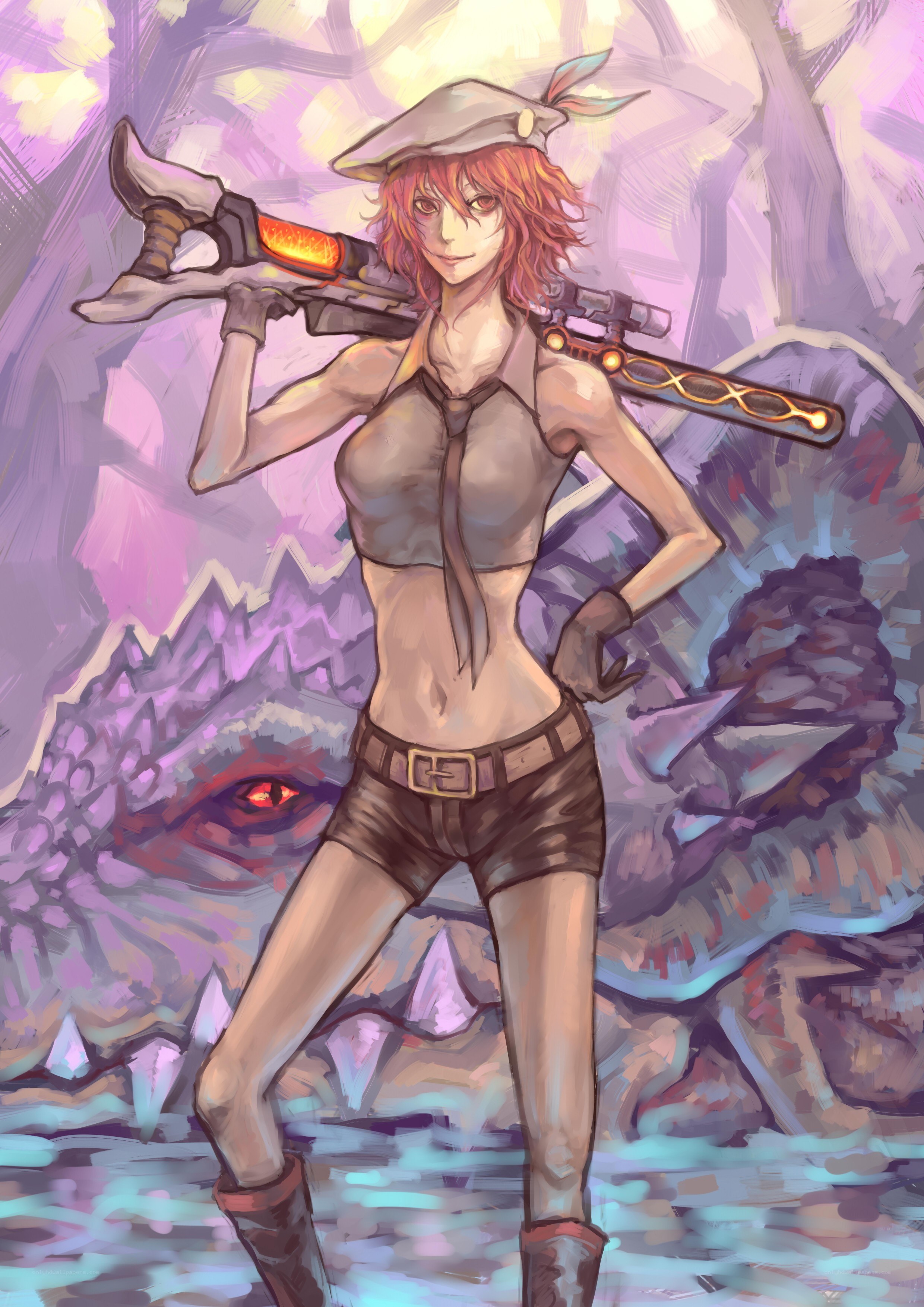 female warrior with weapon