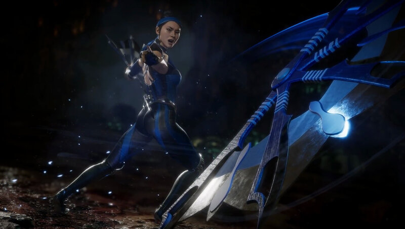 Female Warrior with Weapon — Blue, Dramatic, Night, 3d Render