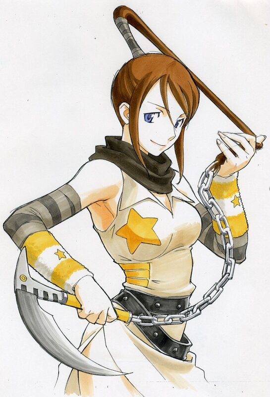 Female Warrior with Weapon — Brown, Confident