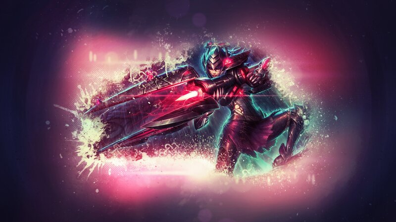 Female Warrior with Weapon — Purple, Dramatic, Digital Art, Armor, Energy