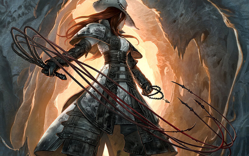 Female Warrior with Whip — Gray