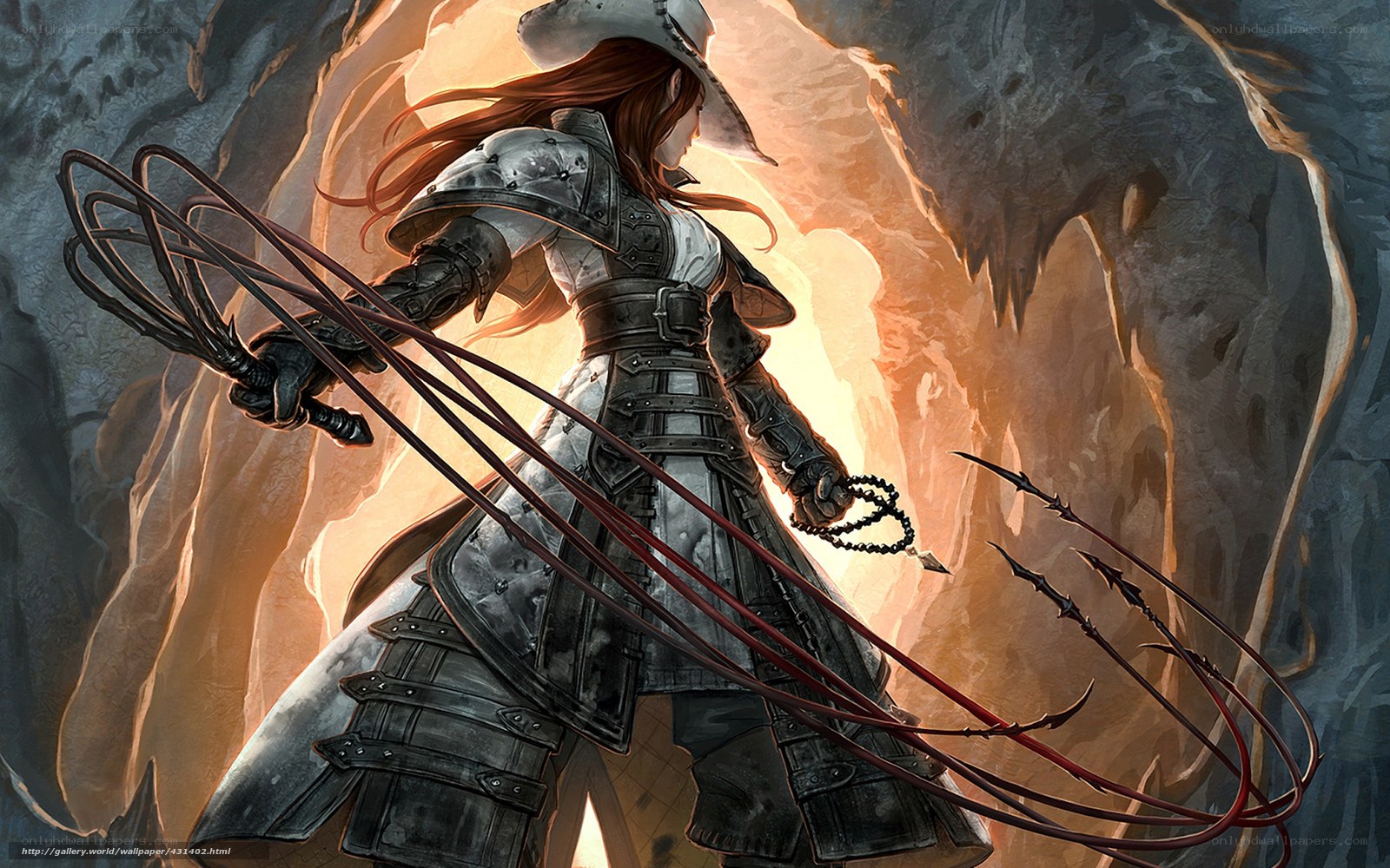 female warrior with whip
