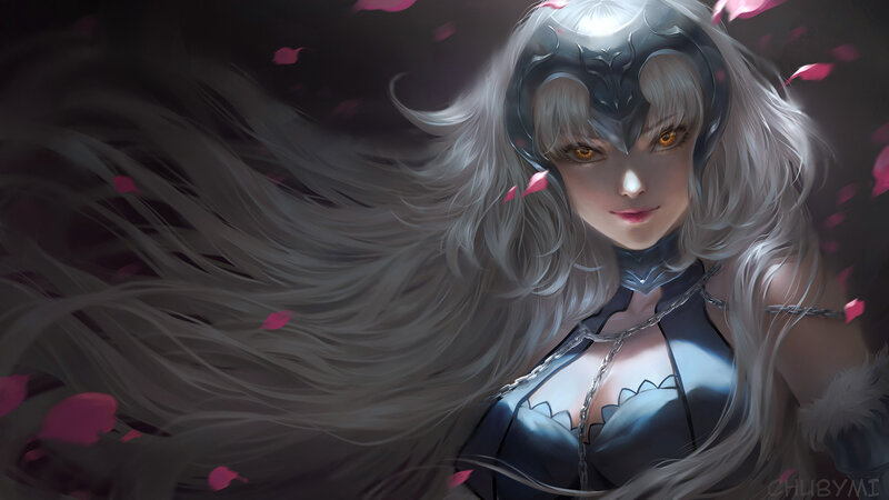 Female Warrior with White Hair — Dramatic, Digital Art, Armor