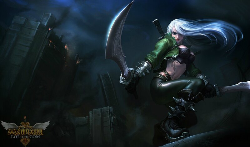Female Warrior with White Hair — Green
