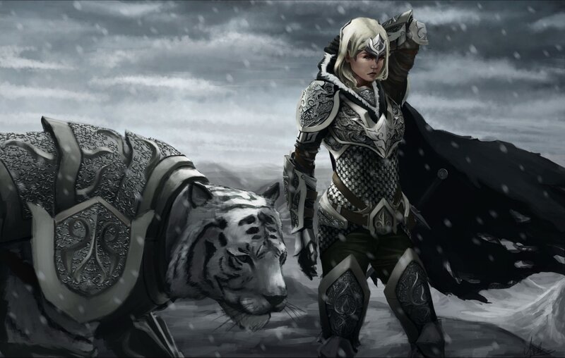Female Warrior with White Tiger