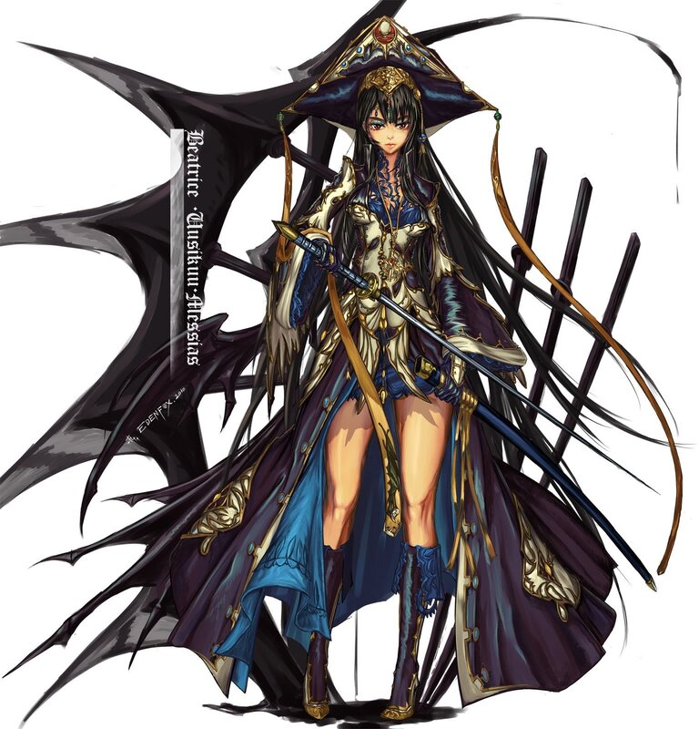 Female Warrior with Wings — Black, Dramatic, Digital Art, Sword, Cape