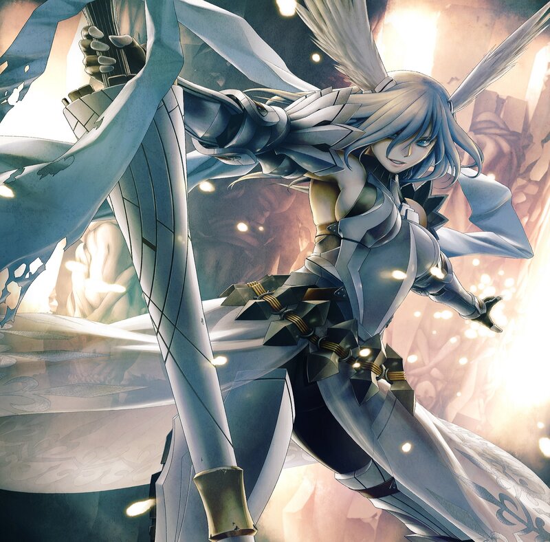 Female Warrior with Wings — Blue
