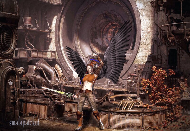 Female Warrior with Wings — Brown, Dramatic, Autumn