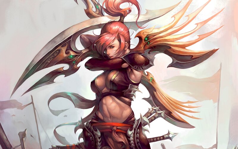 Female Warrior with Wings — Brown, Dramatic, Digital Art, Sword, Armor