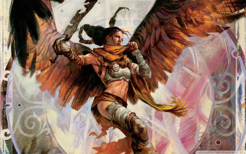Female Warrior with Wings — Brown, Dramatic, Digital Art