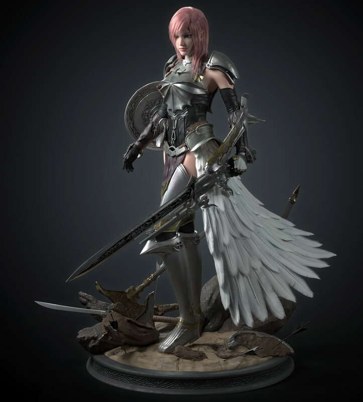 Female Warrior with Wings — Gray, Dramatic, 3d Render