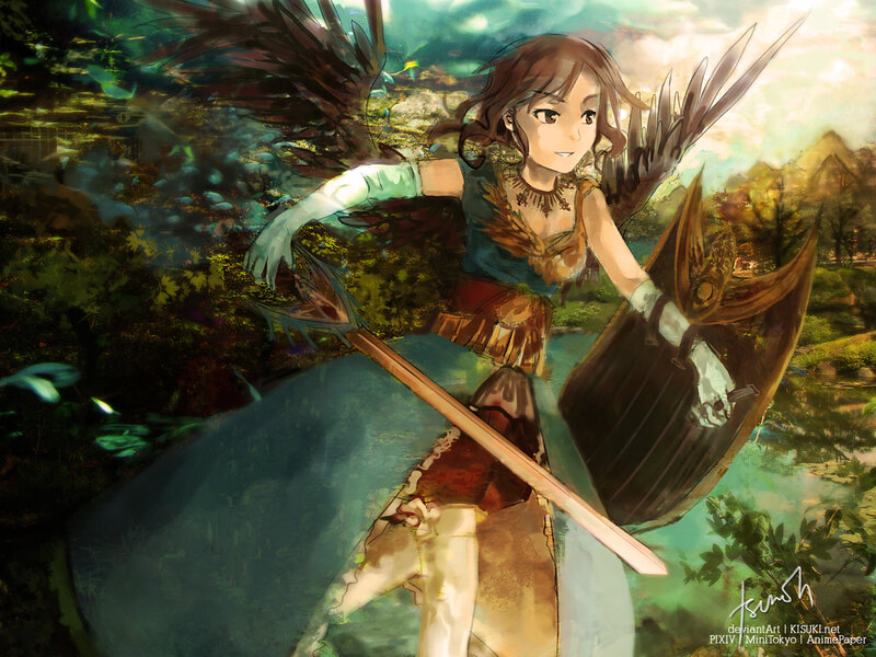 Female Warrior with Wings — Green, Dramatic, Afternoon
