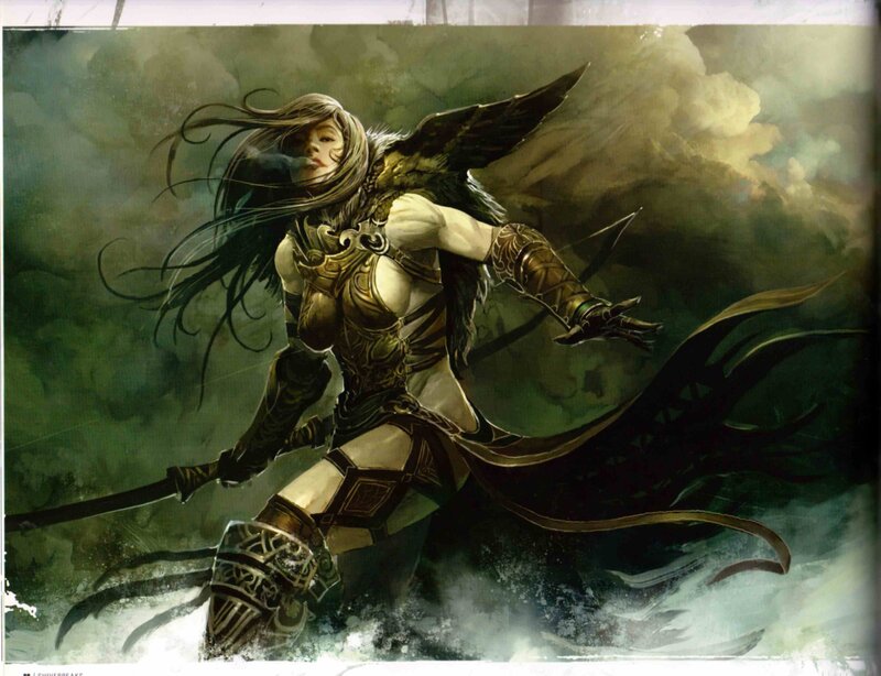 Female Warrior with Wings — Green