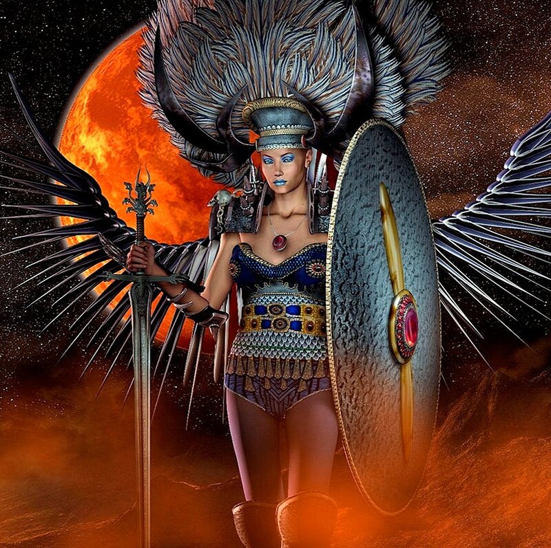 Female Warrior with Wings — Orange