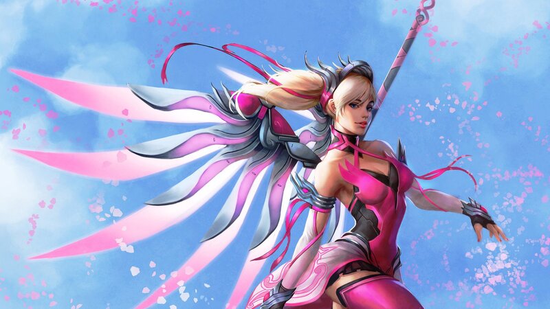 Female Warrior with Wings — Pink, Dynamic, Spring
