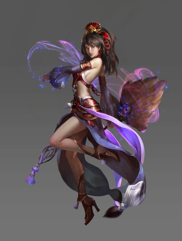 Female Warrior with Wings — Purple, Dynamic