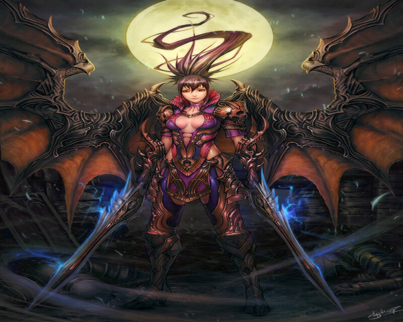 Female Warrior with Wings — Purple