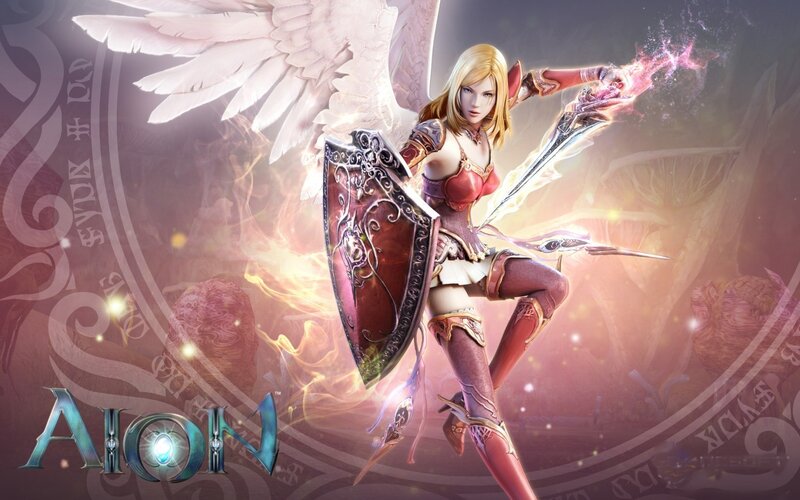 Female Warrior with Wings — Red, Dramatic, Digital Art, Shield