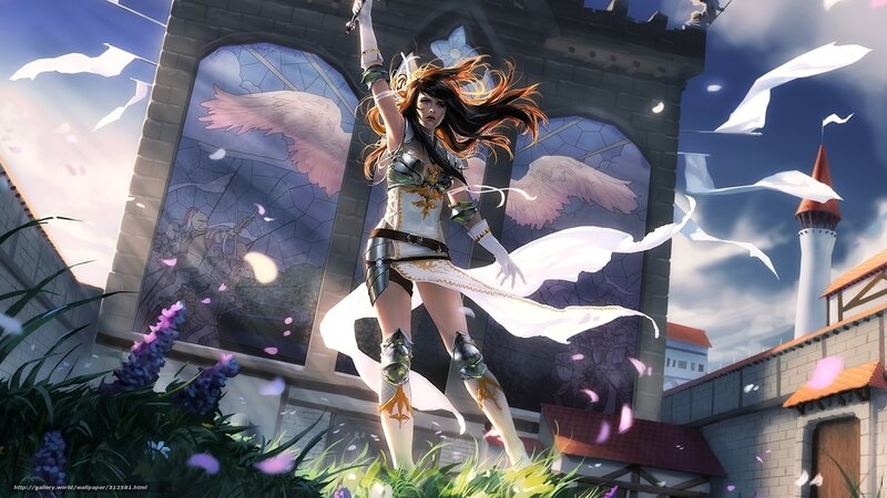 Female Warrior with Wings — White, Dramatic, Afternoon, Digital Art