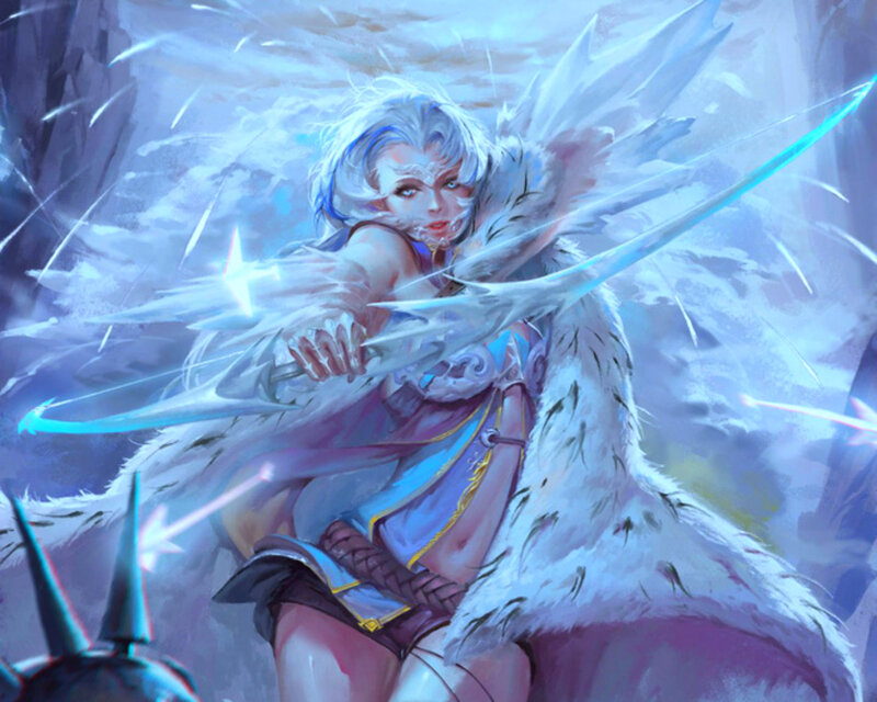 Female Warrior with Wings — White, Dramatic, Winter