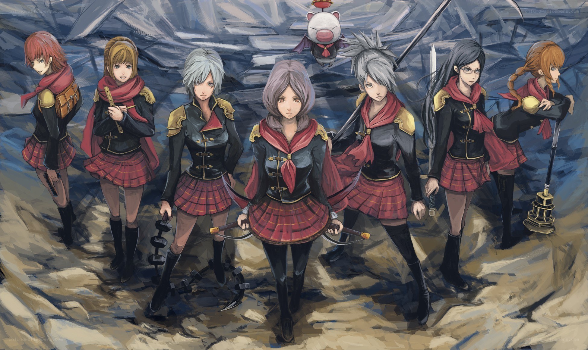 female warriors in school uniforms