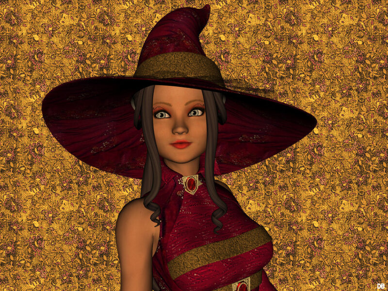 Female Witch Character — Red