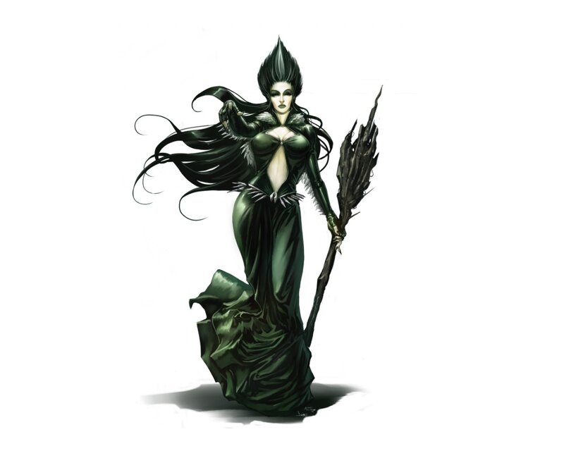 Female Witch with Staff — Green