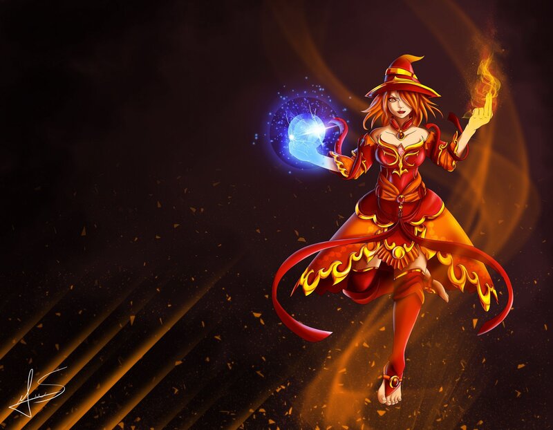 Female Wizard Casting Spell — Red
