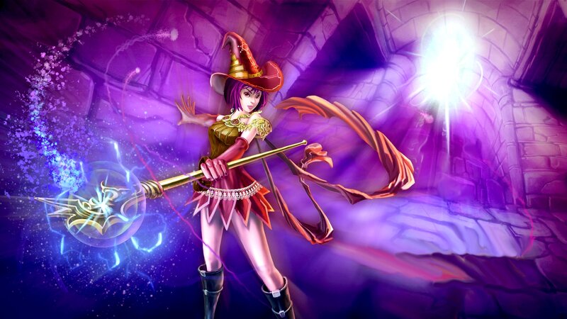 Female Wizard with Staff — Purple, Dramatic