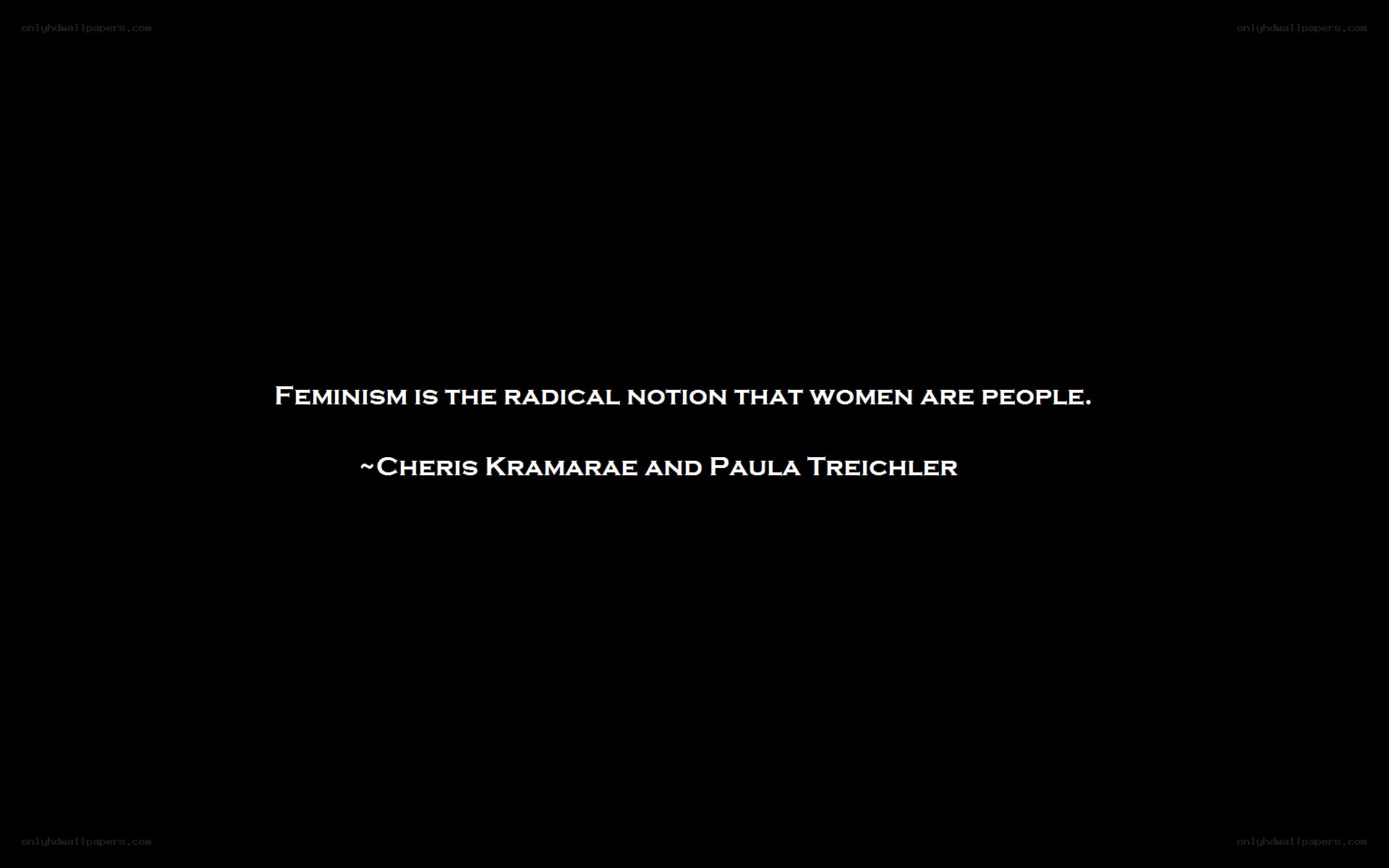 feminism quote on black background