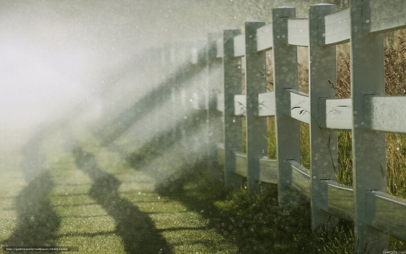 Fence with misty spray