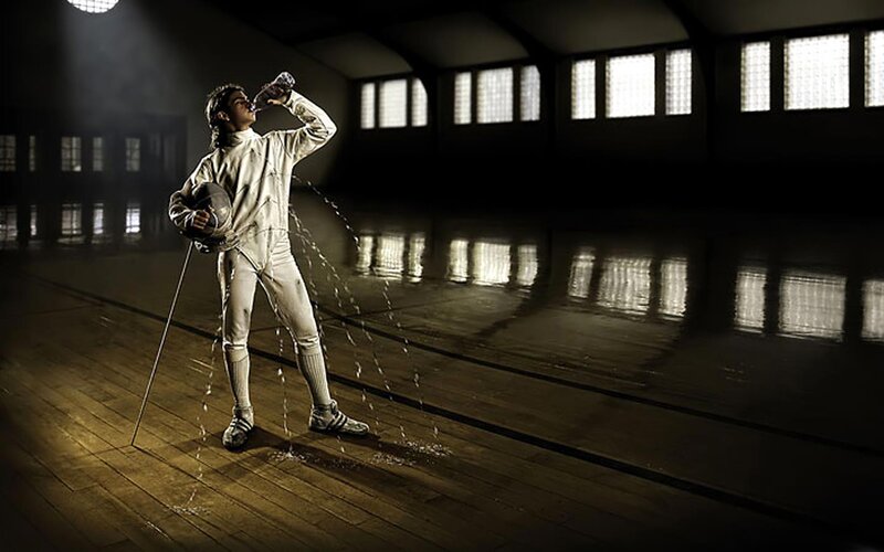 Fencer Drinking Water