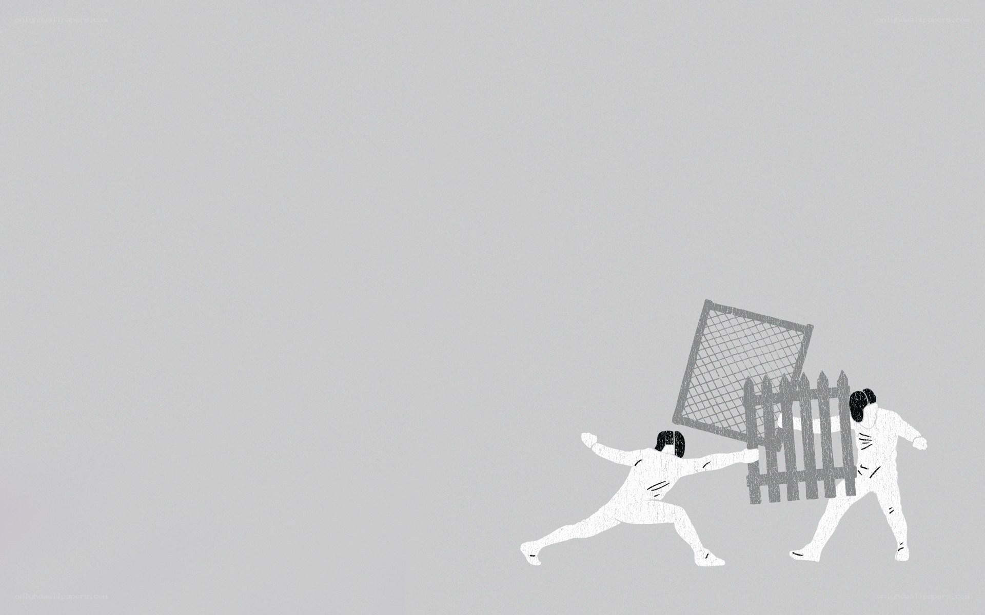 Fencers with a fence