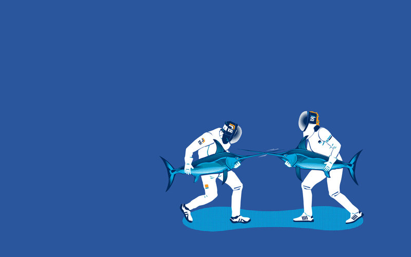 Fencers with swordfish