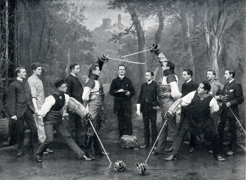 Fencing demonstration with spectators