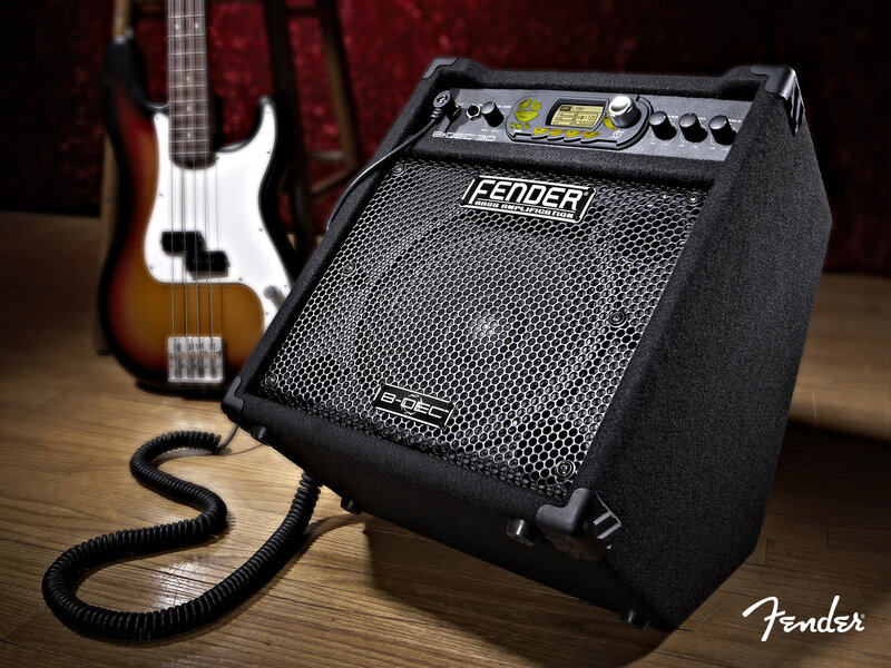 Fender bass amplifier with bass guitar