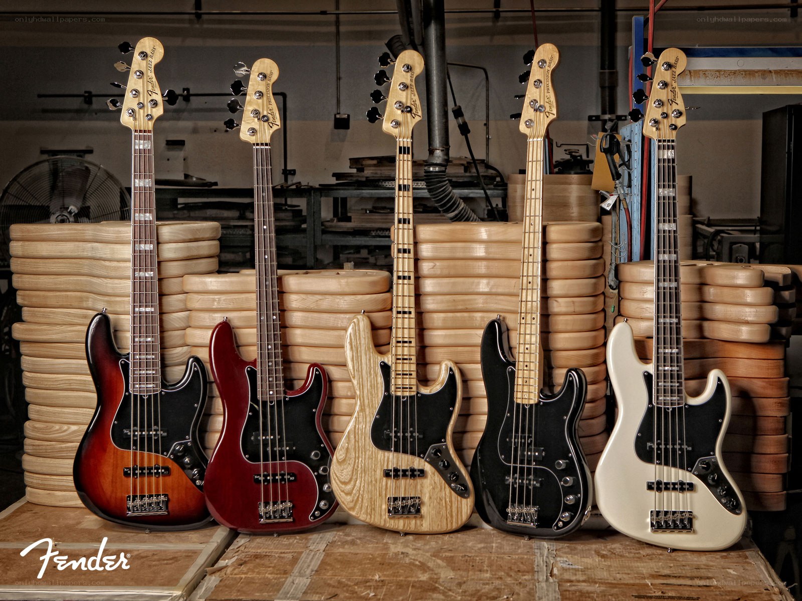Fender bass guitars in factory