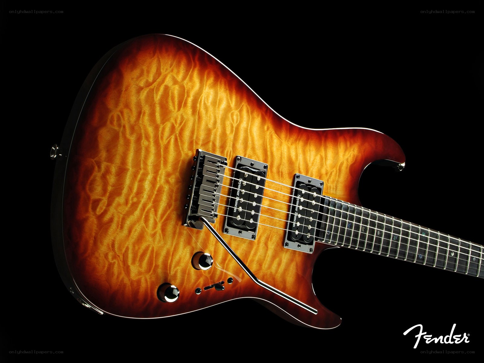Fender electric guitar with flame maple top