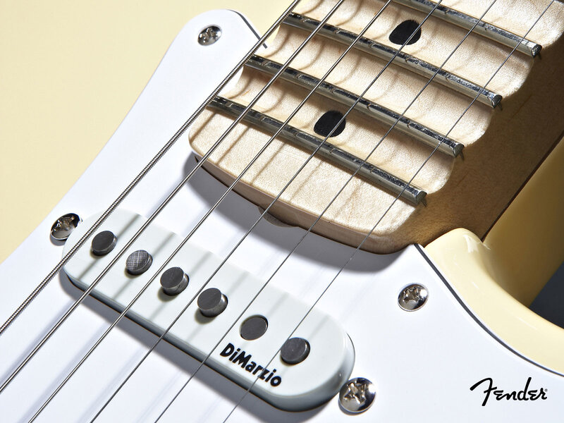 Fender guitar bridge close-up