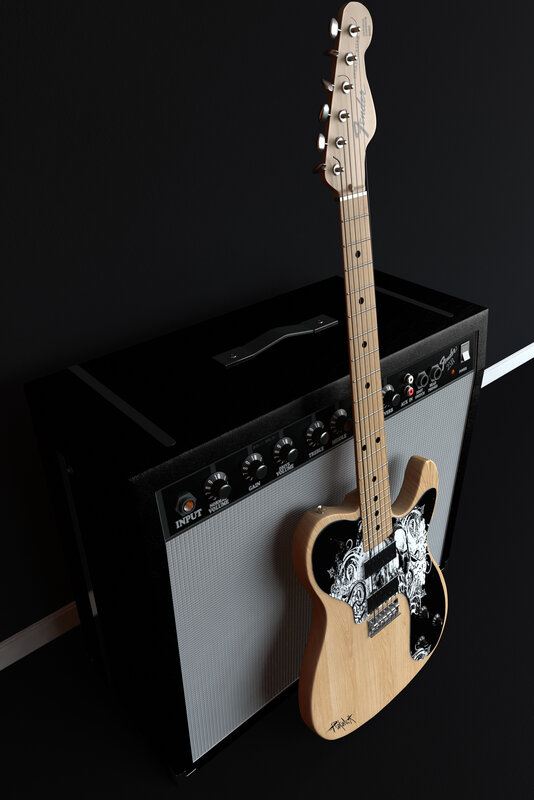 Fender guitar with amplifier