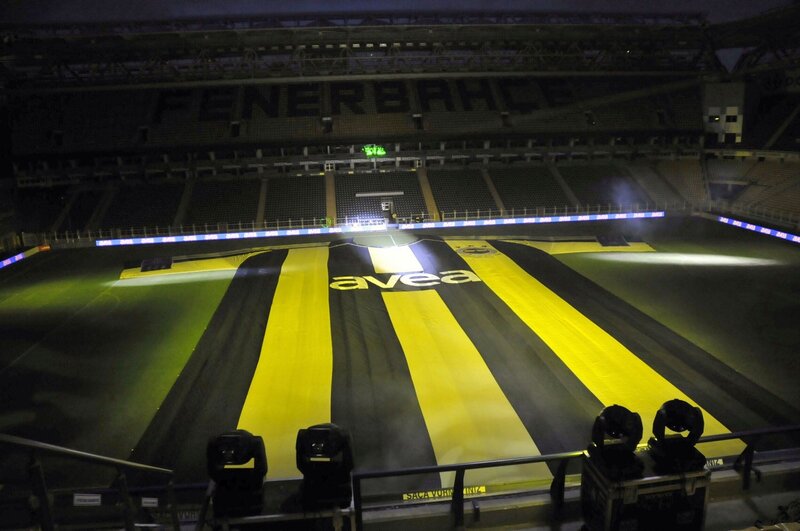 Fenerbahçe stadium with striped field