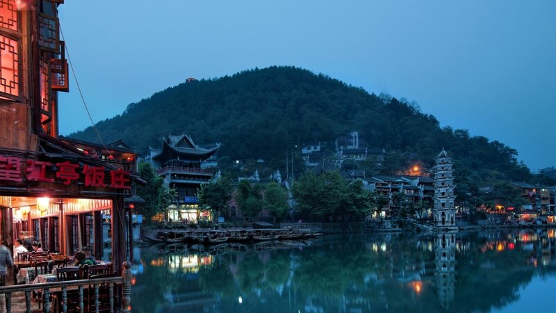 Fenghuang Ancient Town at dusk