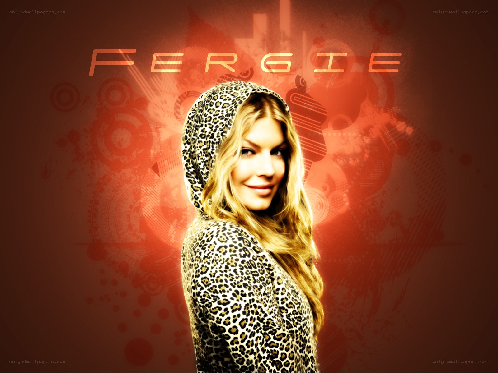 Fergie in leopard hoodie