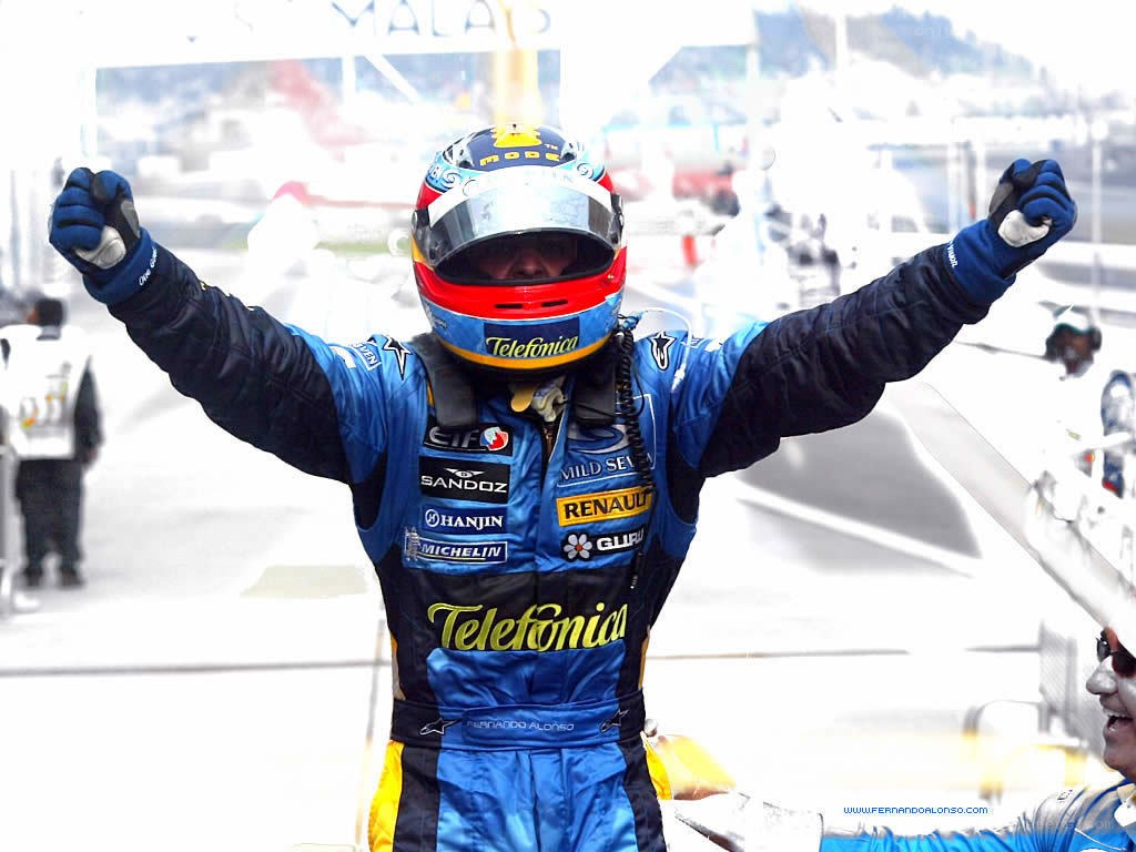 Fernando Alonso celebrates victory