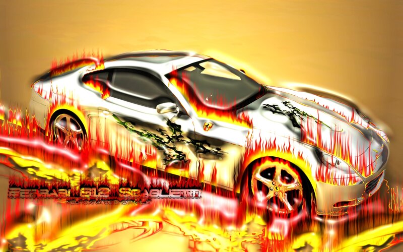 Ferrari 512 Scaglietti in flames