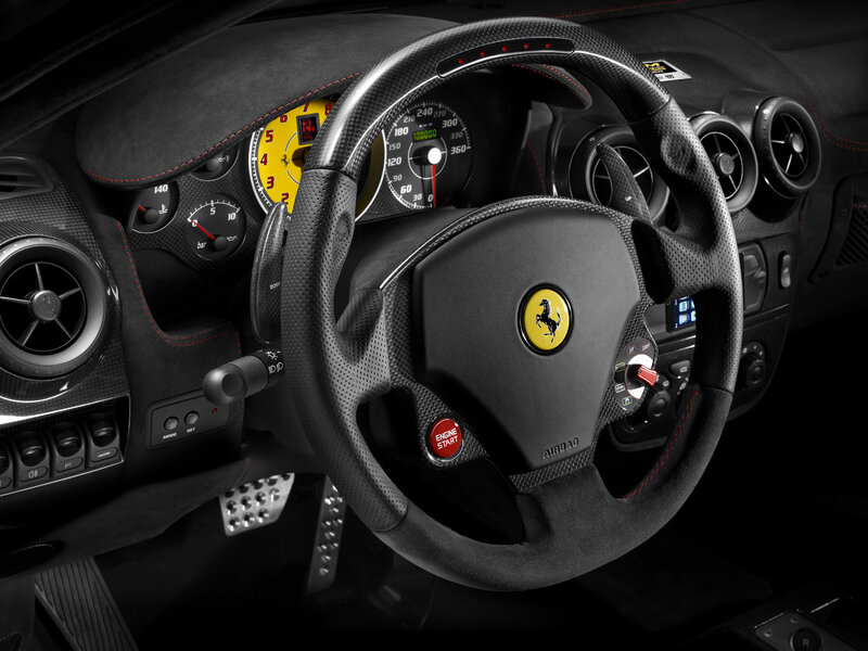 Ferrari Car Interior — Black, Dramatic, Photograph