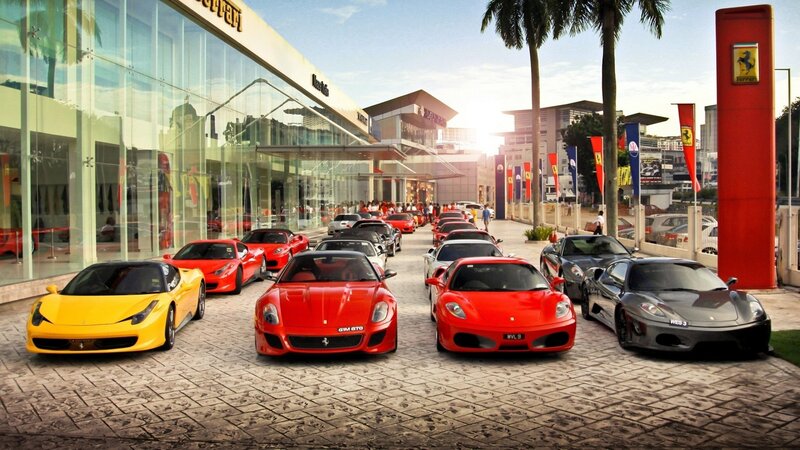 Ferrari cars at dealership