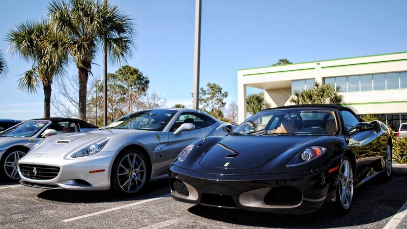 Ferrari cars in a parking lot