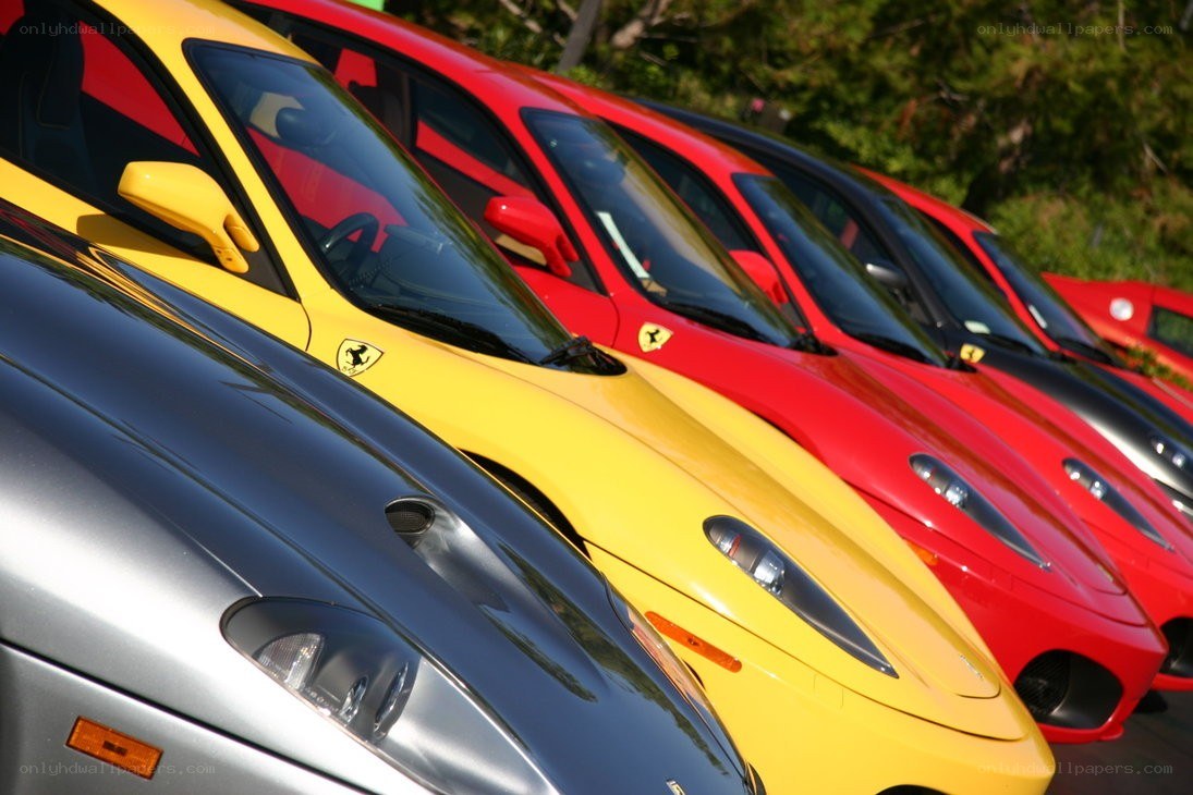 Ferrari cars in a row