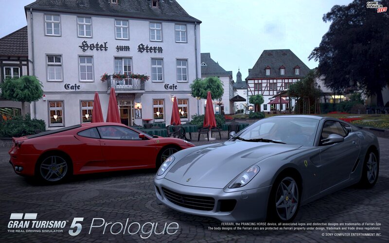Ferrari Cars in Courtyard
